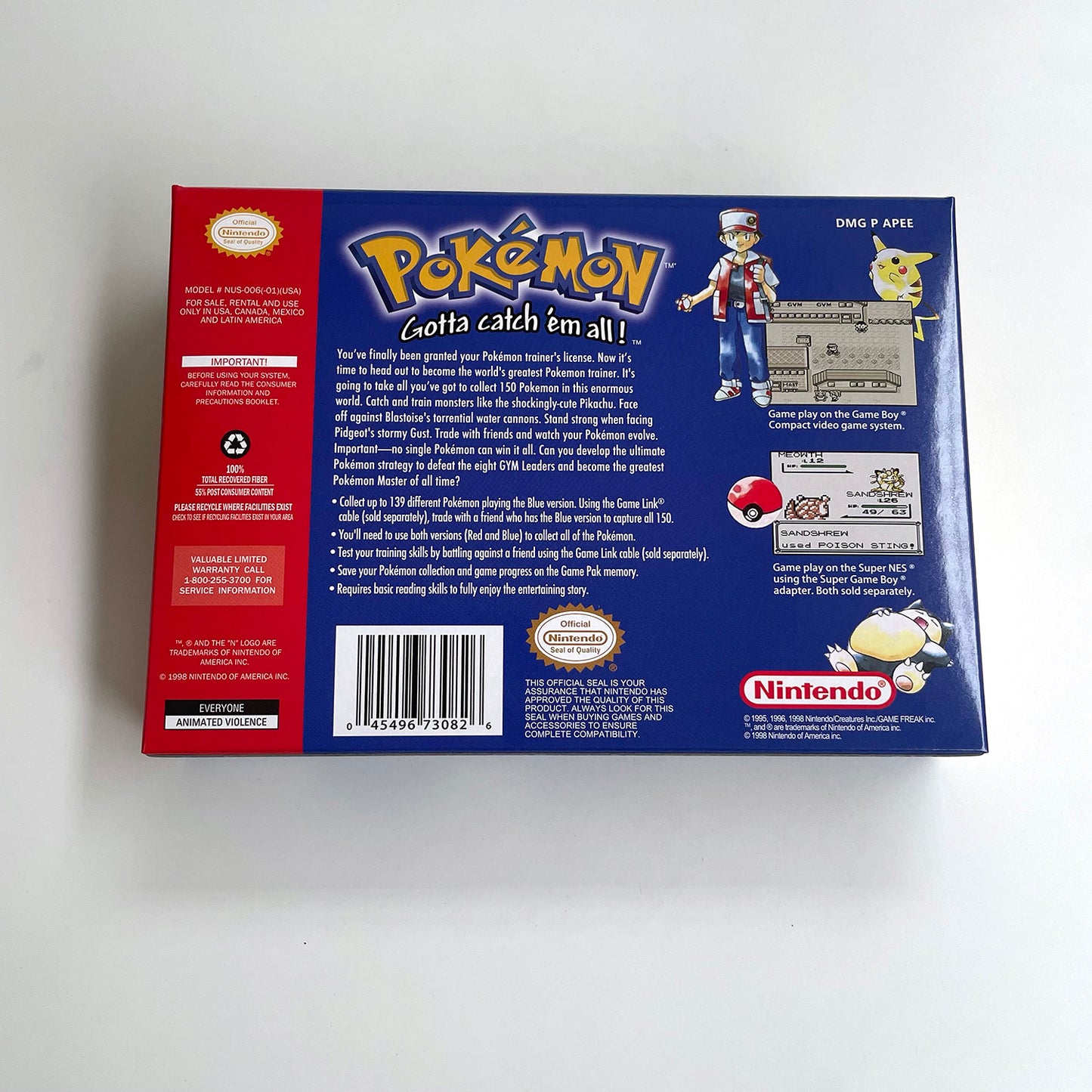 pokemon blue version game cartridge with tray box for N64 Nintendo 64