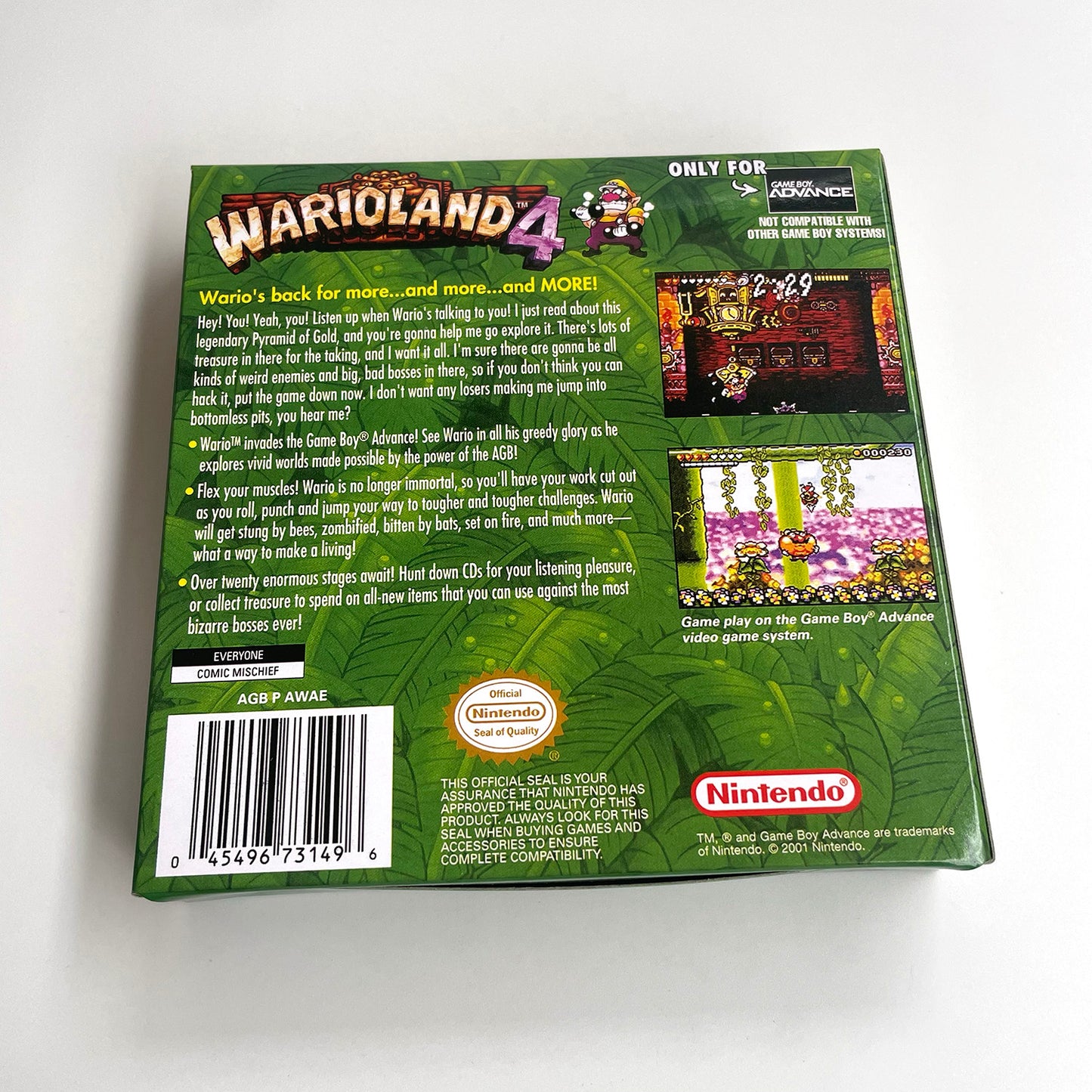 wario land 4 cartridge with tray box manual for gba game boy advance