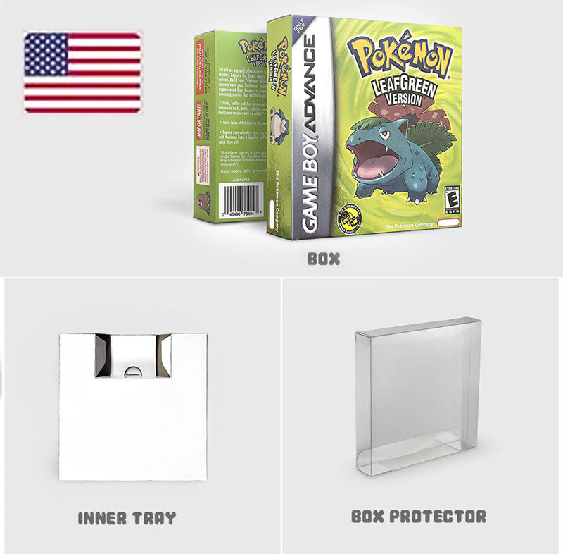 pokemon leafgreen version cartridge with box manual for gba game boy advance