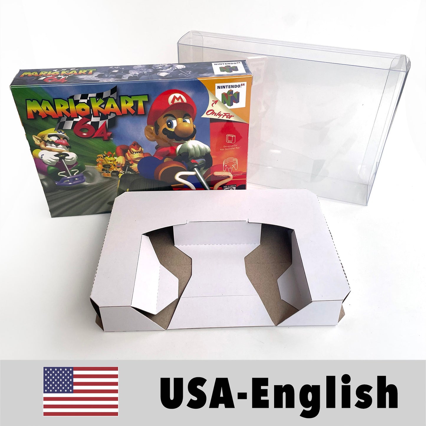 EUR PLA version English Mario kart game cartridge with tray box for N64 Nintendo 64