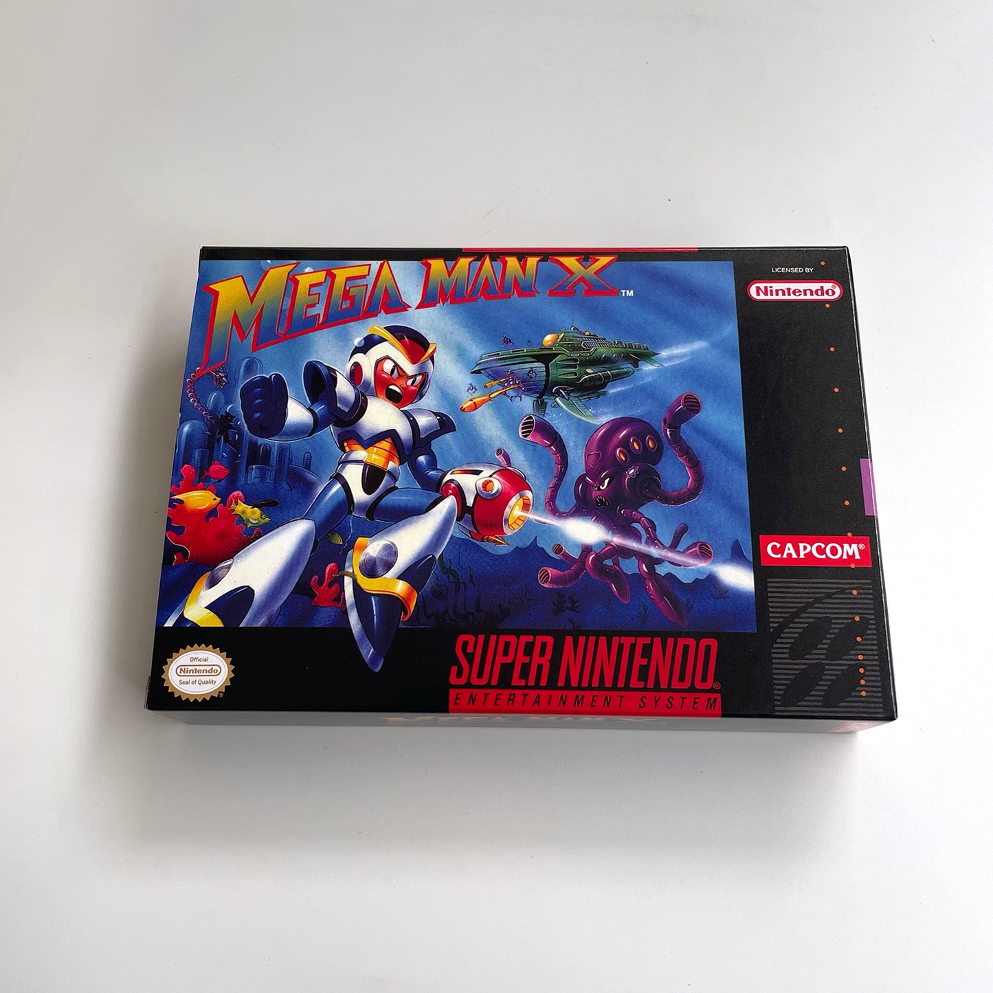 mega man x cartridge with tray box manual for SNES super nintendo entertainment system