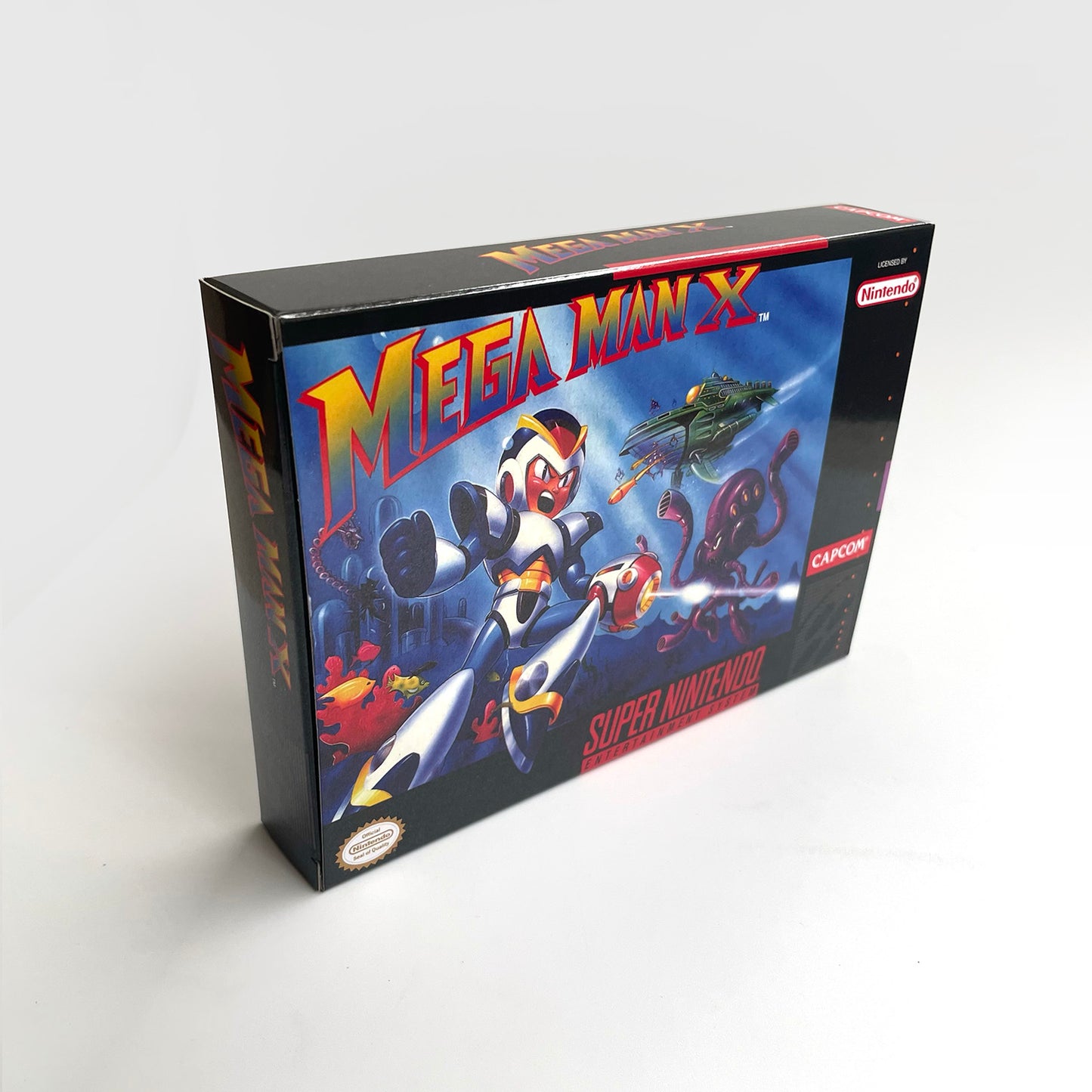 mega man x cartridge with tray box manual for SNES super nintendo entertainment system