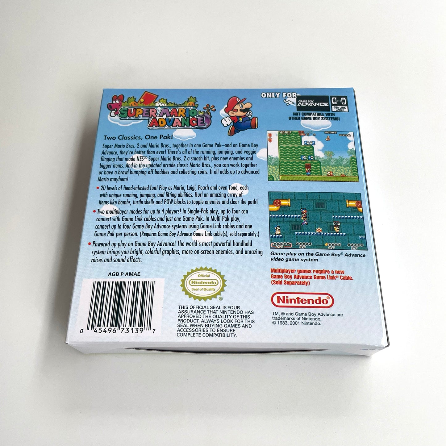 super mario acvance 1 cartridge with tray box for gba game boy advance