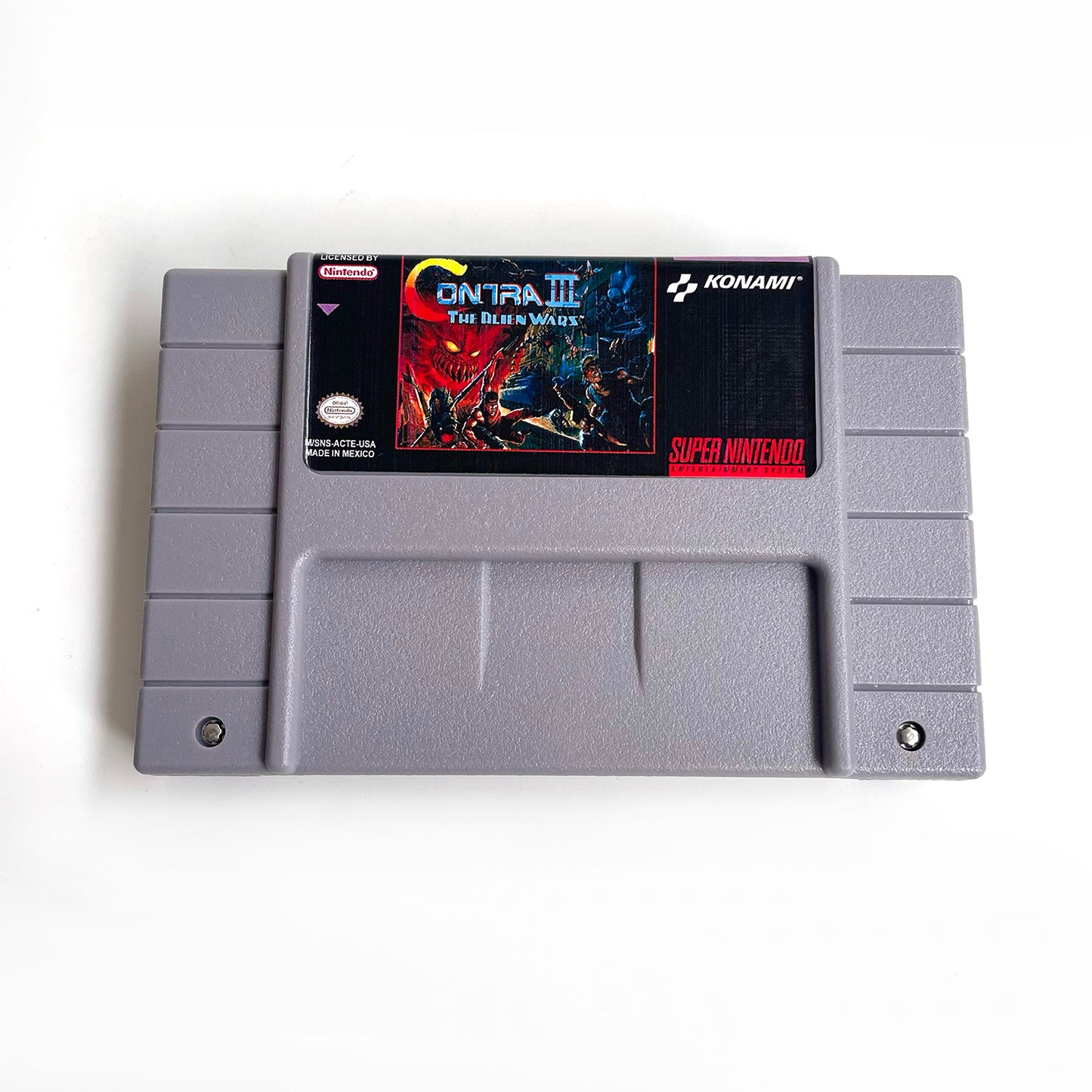 Contra III 3 The Alien Wars cartridge with tray box manual for SNES super nintendo entertainment system