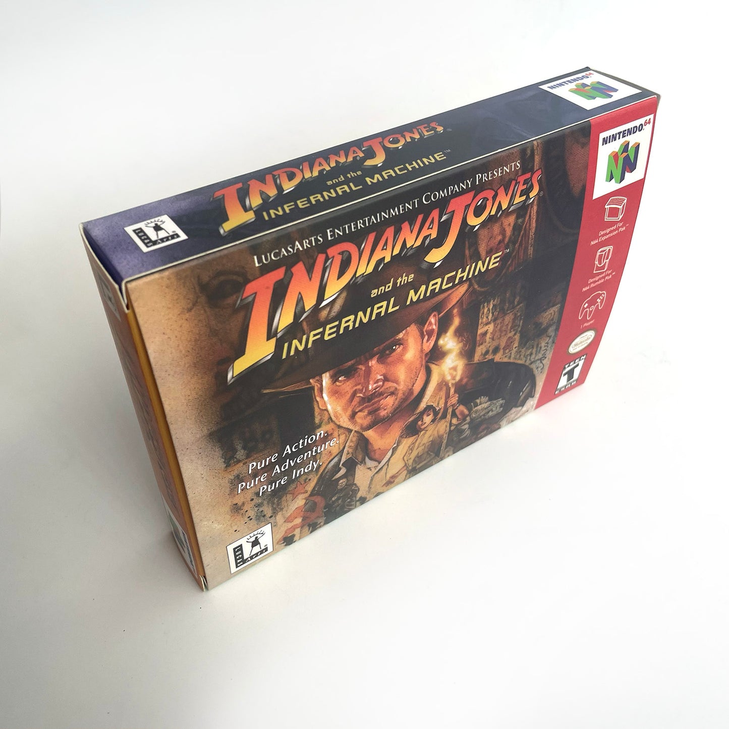 Indiana Jones and the Infernal Machine game cartridge with tray box for N64 Nintendo 64