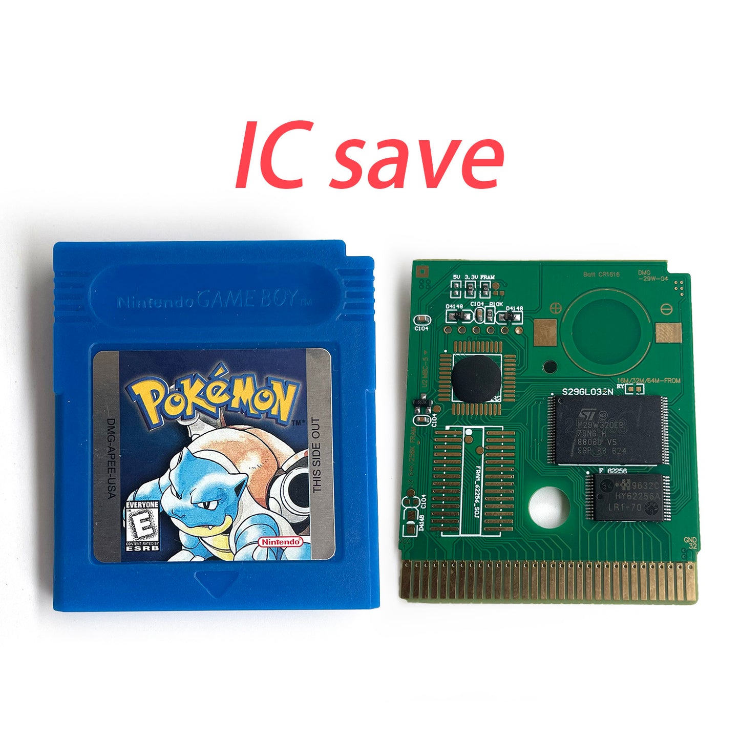 pokemon blue version Battery save IC save Manual cartridge with tray box for gbc game boy color
