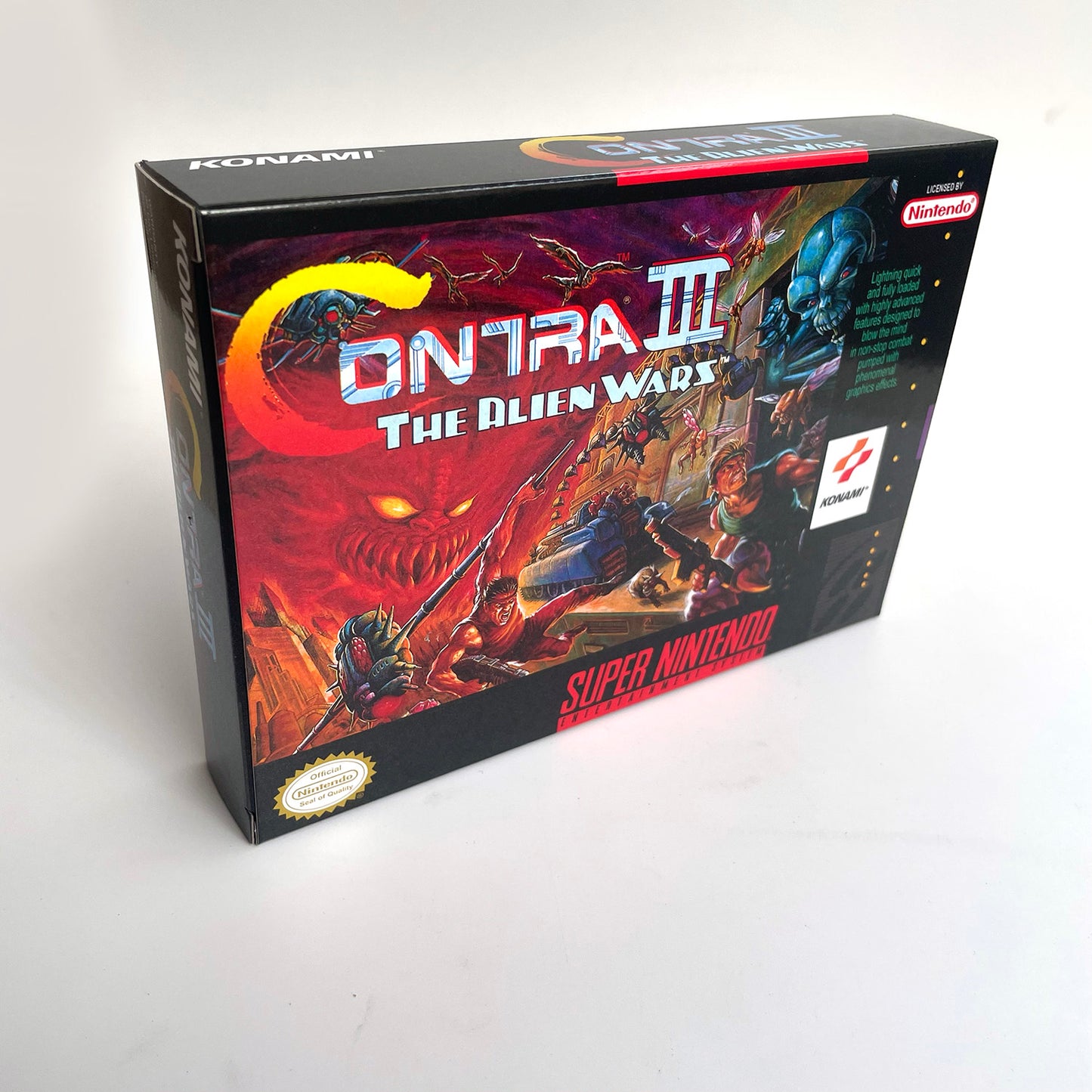 Contra III 3 The Alien Wars cartridge with tray box manual for SNES super nintendo entertainment system