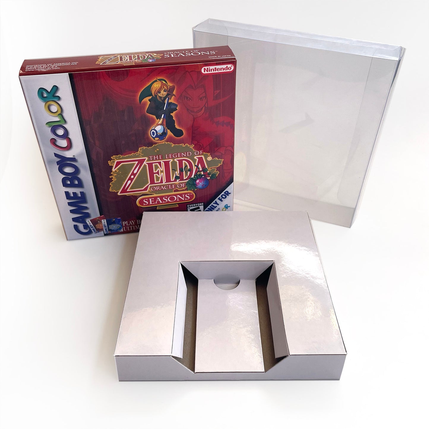 The Legend of Zelda: Oracle of Seasons cartridge with tray box for gbc game boy color