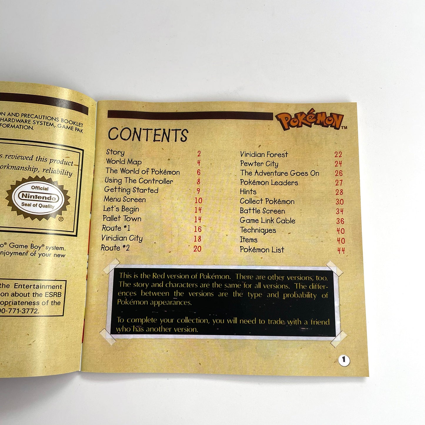 pokemon red version Battery save IC save Manual cartridge with tray box for gbc game boy color