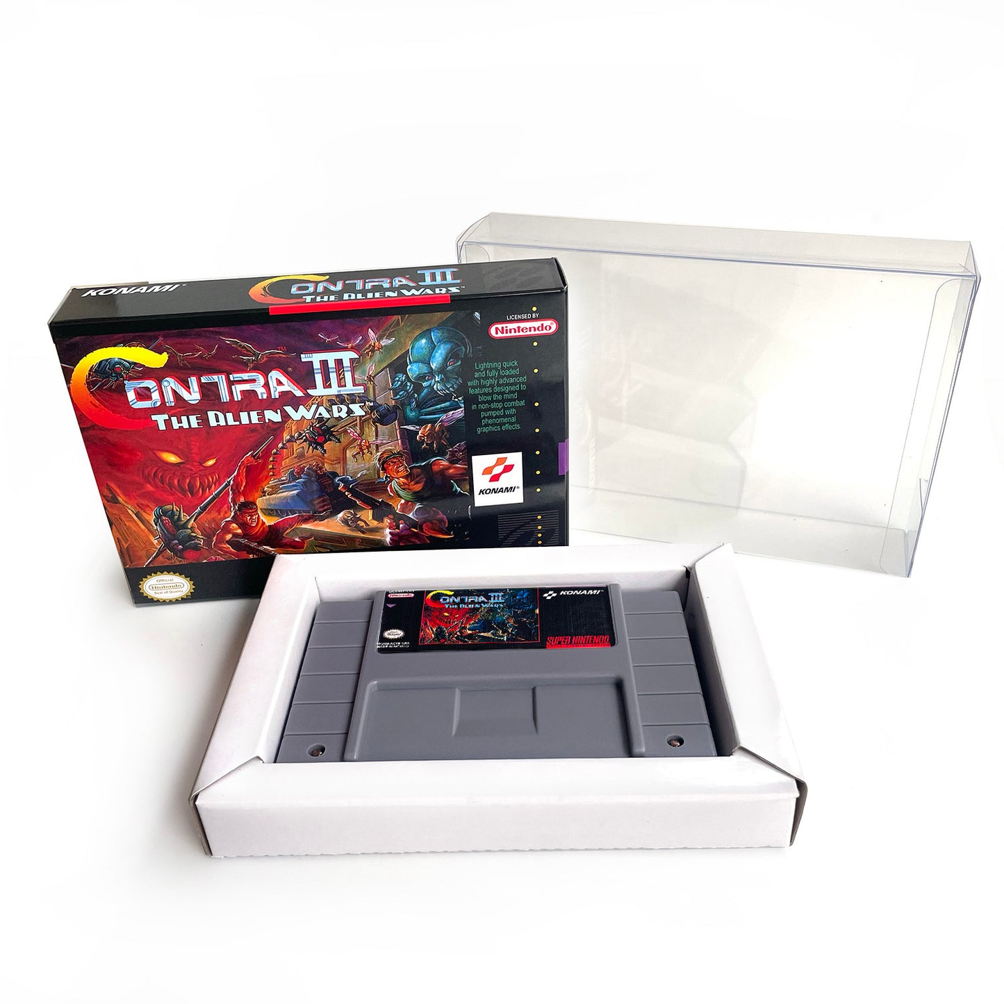 Contra III 3 The Alien Wars cartridge with tray box manual for SNES super nintendo entertainment system