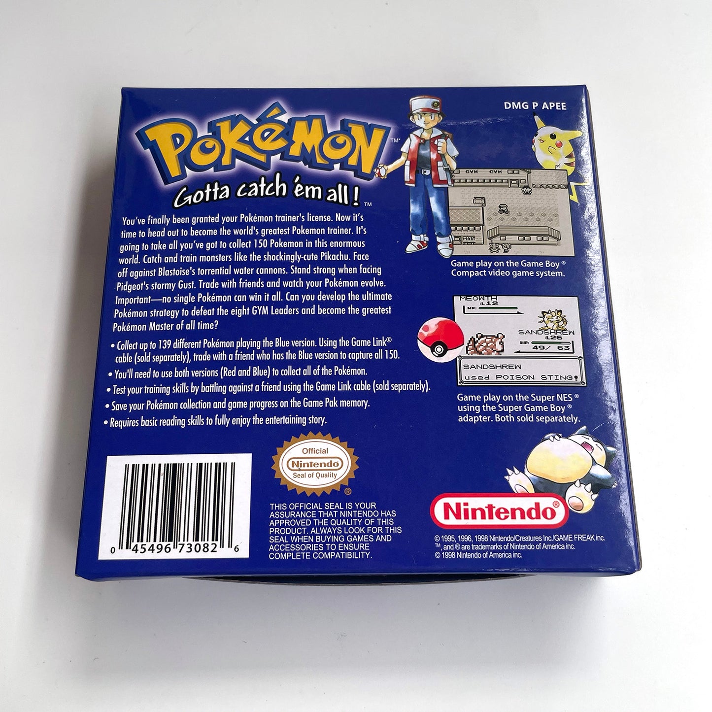 pokemon blue version Battery save IC save Manual cartridge with tray box for gbc game boy color