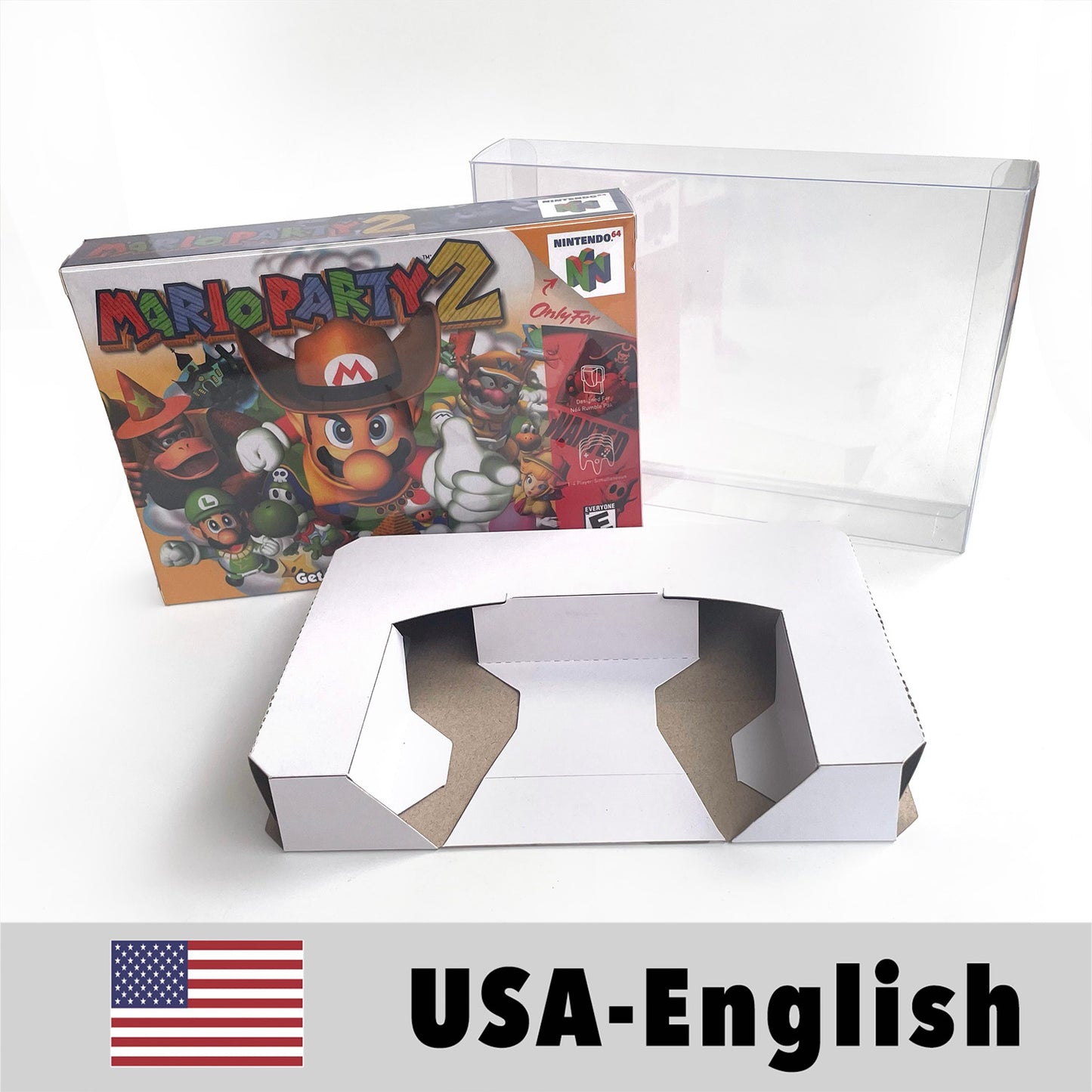 EUR PLA version English Mario party 2 game cartridge with tray box for N64 Nintendo 64