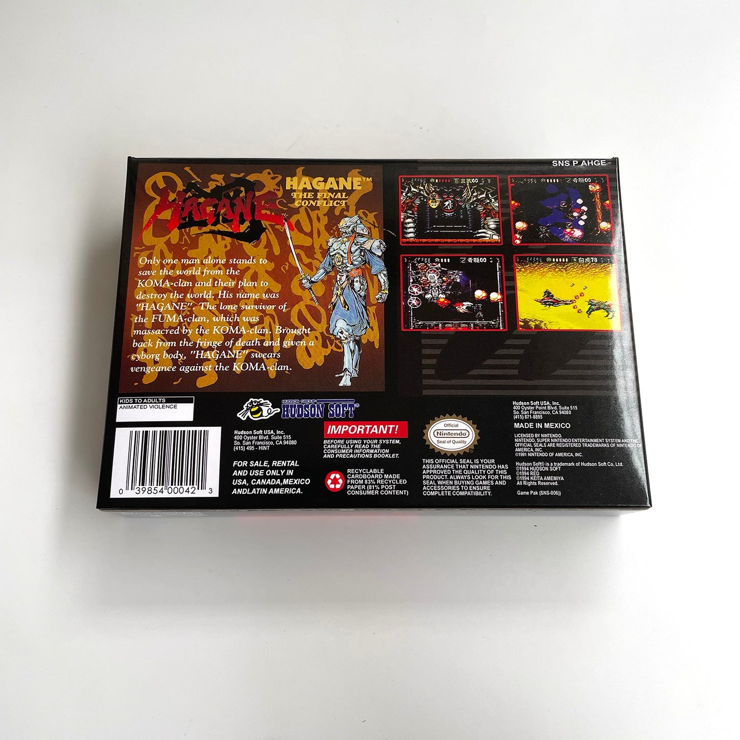 hagane cartridge with tray box manual for SNES super nintendo entertainment system
