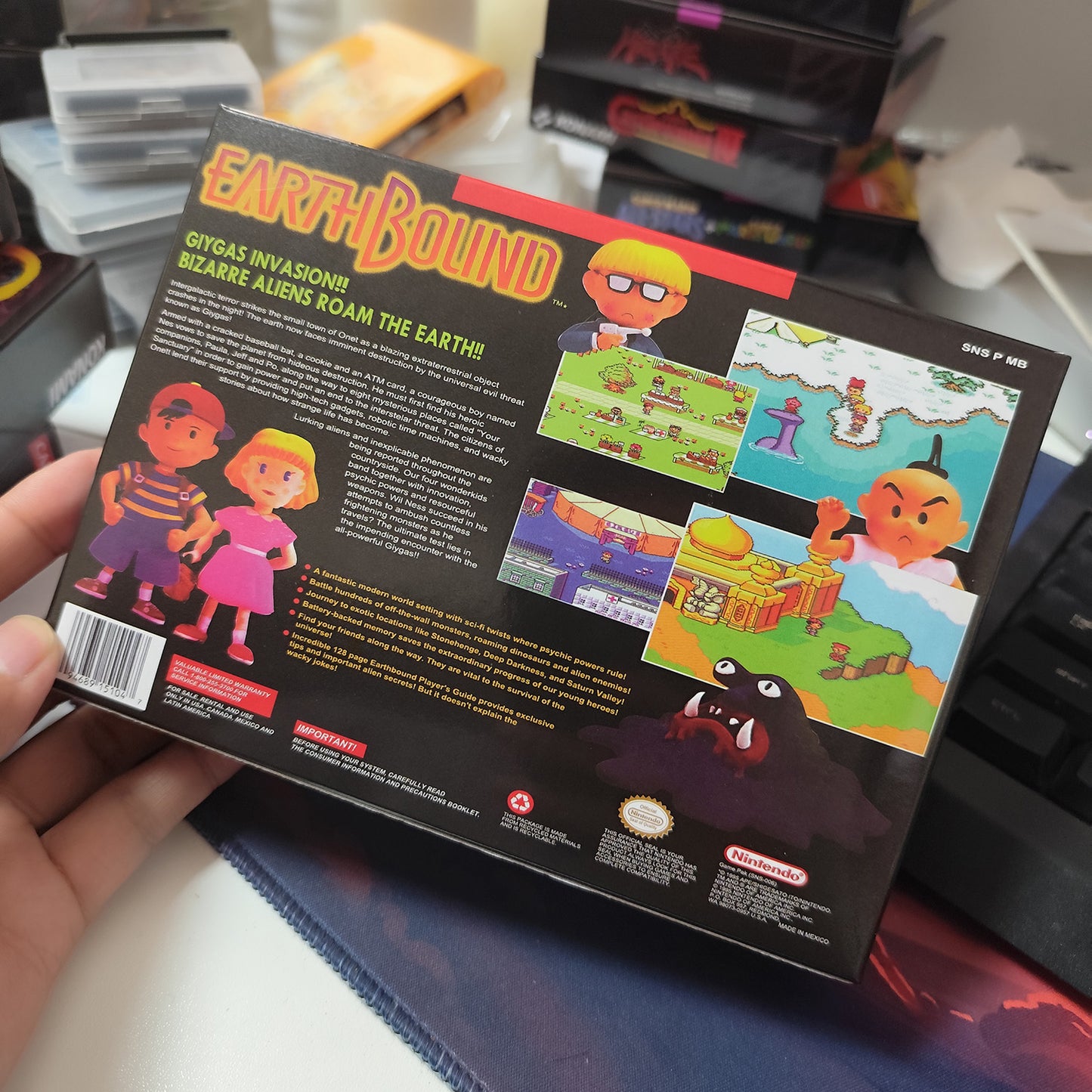 earthbound cartridge with tray box manual for SNES super nintendo entertainment system