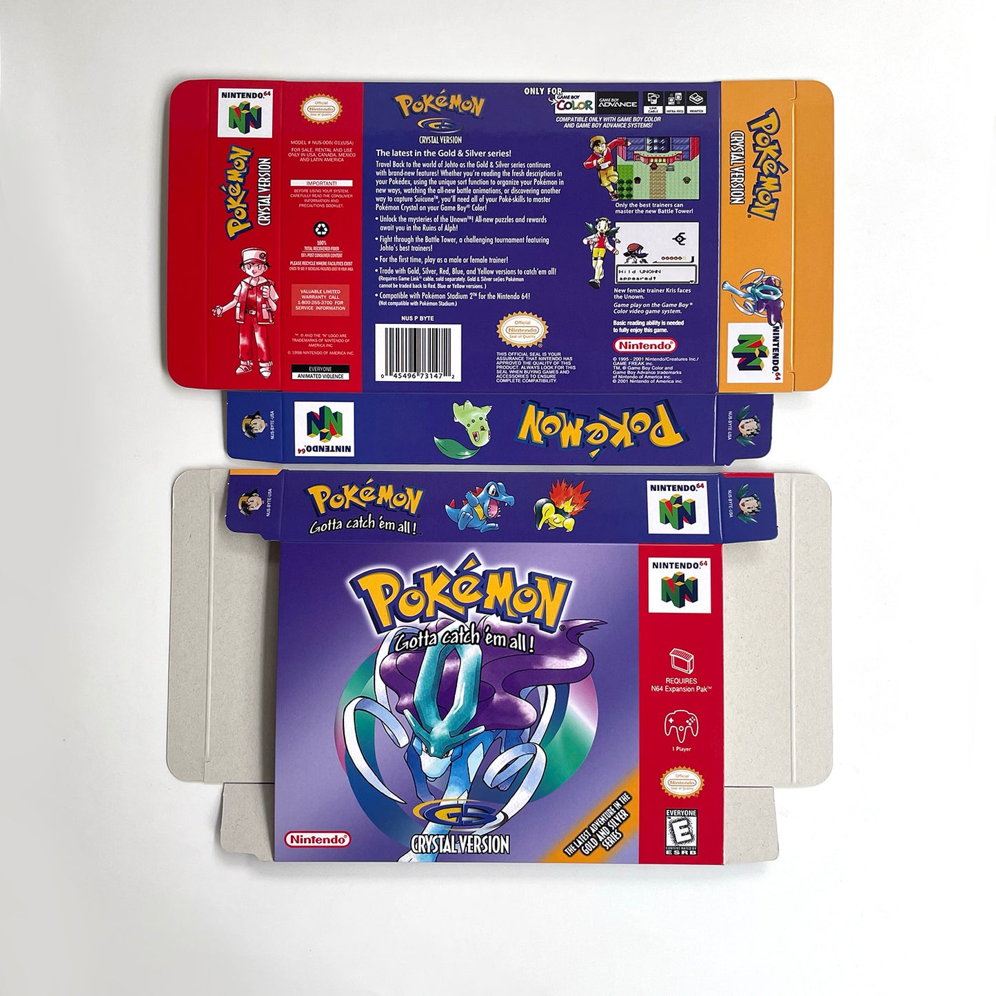 pokemon crystal version game cartridge with tray box for N64 Nintendo 64