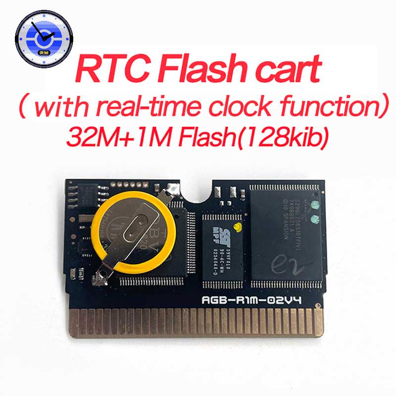Retro Game Cartridge Black PCB With RTC (Real Time Clock) for GBA