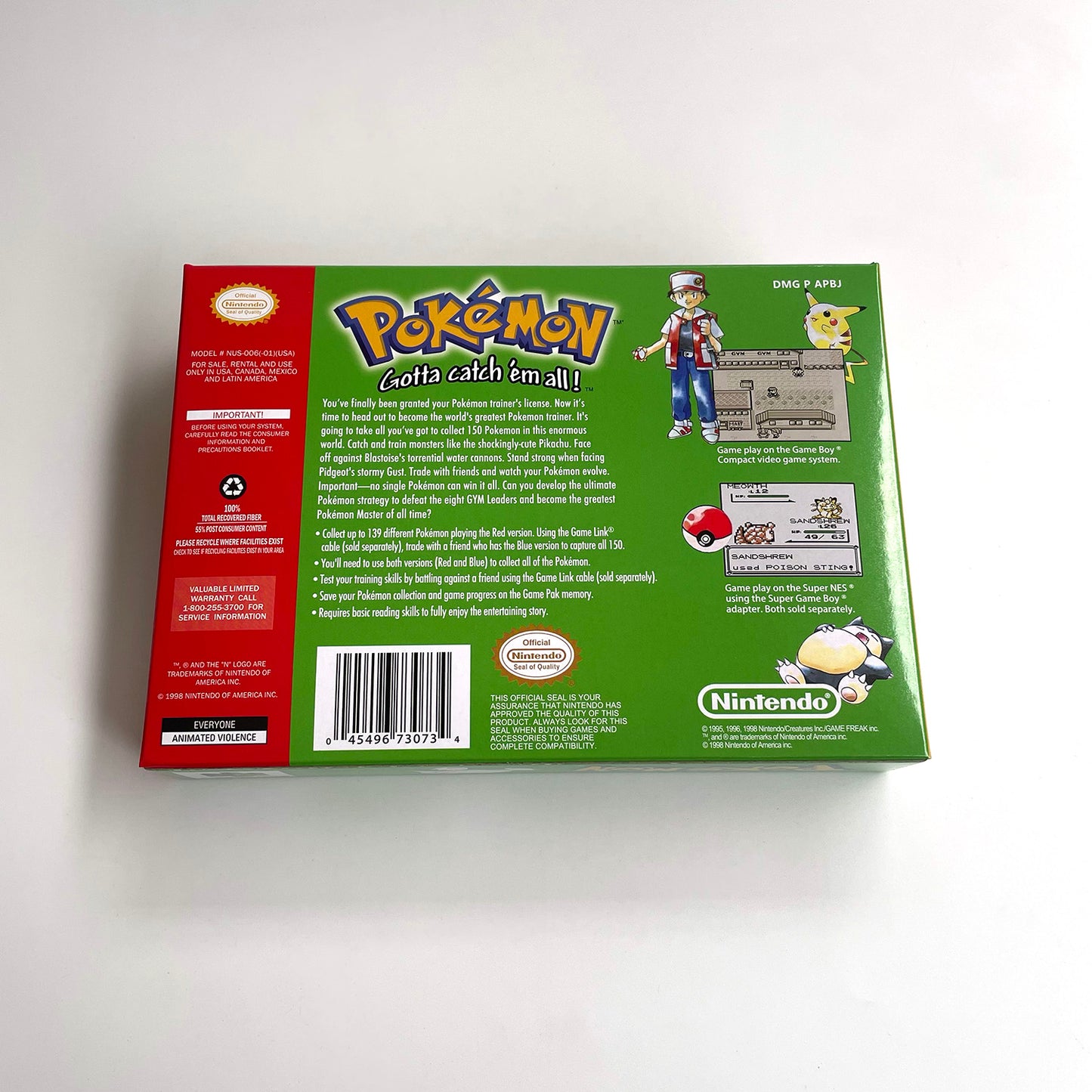 pokemon green version game cartridge with tray box for N64 Nintendo 64