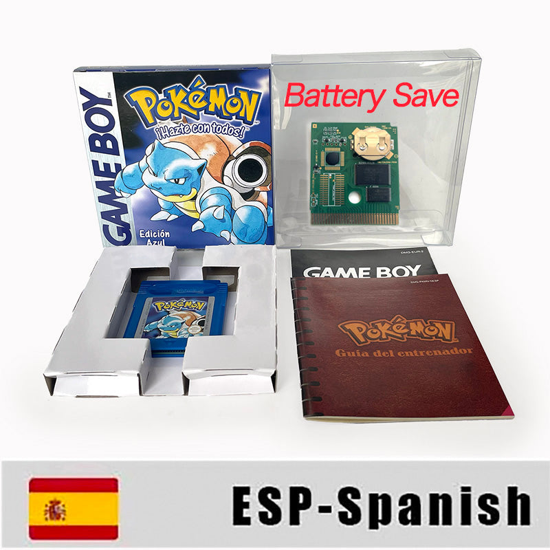 GBC game ESP Spanish pokemon blue version Nintendo Battery save flash cart pokemon azul cartridge tray box gbc game boy color