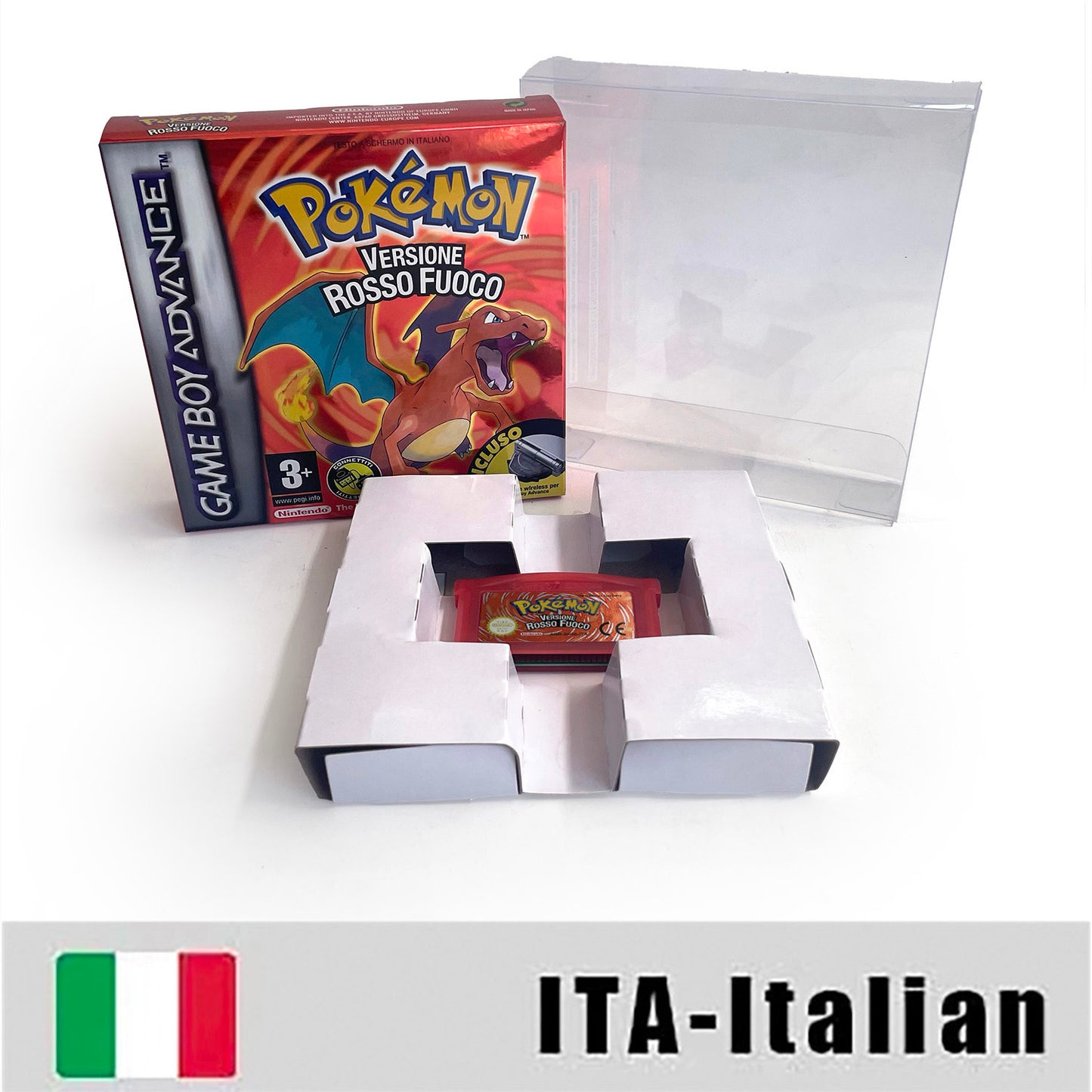 ITA Italian IC save 1 M flash cart pokemon fuoco version box with tray Nintendo game cartridge for gba game boy advance
