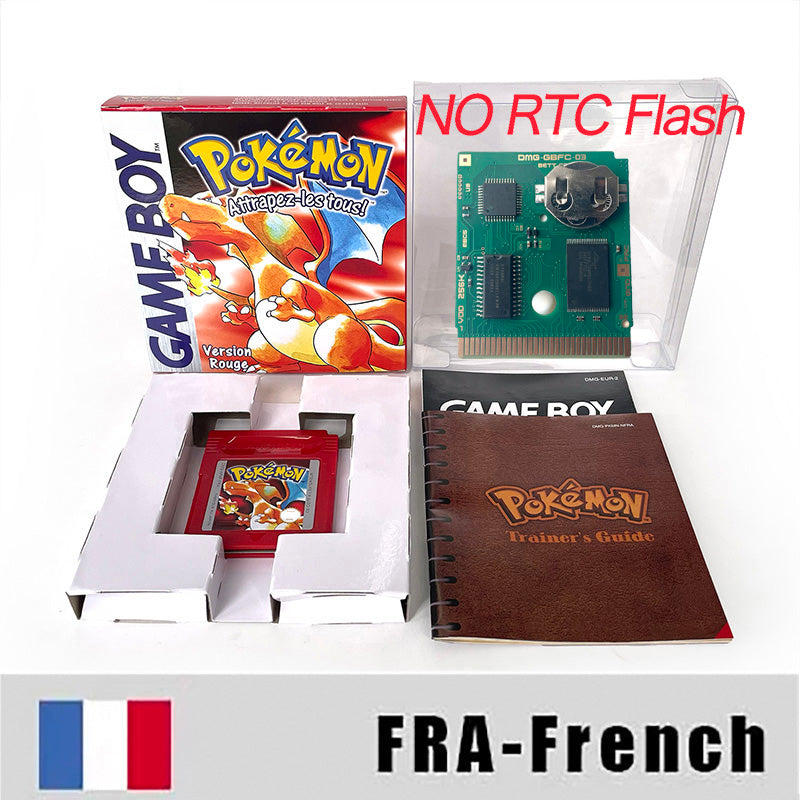 gbc game FRA French pokemon red rouge version Battery save no RTC Flash cartridge with tray box gbc game boy color