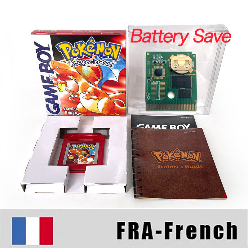 gbc game FRA French pokemon red rouge version Battery save no RTC Flash cartridge with tray box gbc game boy color