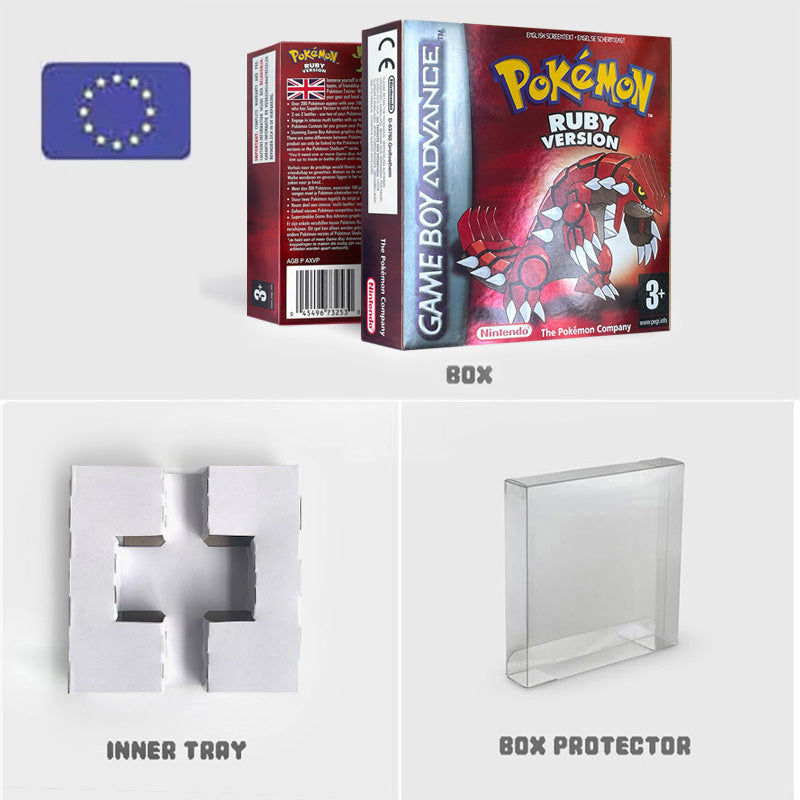 EUR English IC save rtc flash cart Real Time Clock pokemon ruby version box with tray Nintendo game cartridge for gba