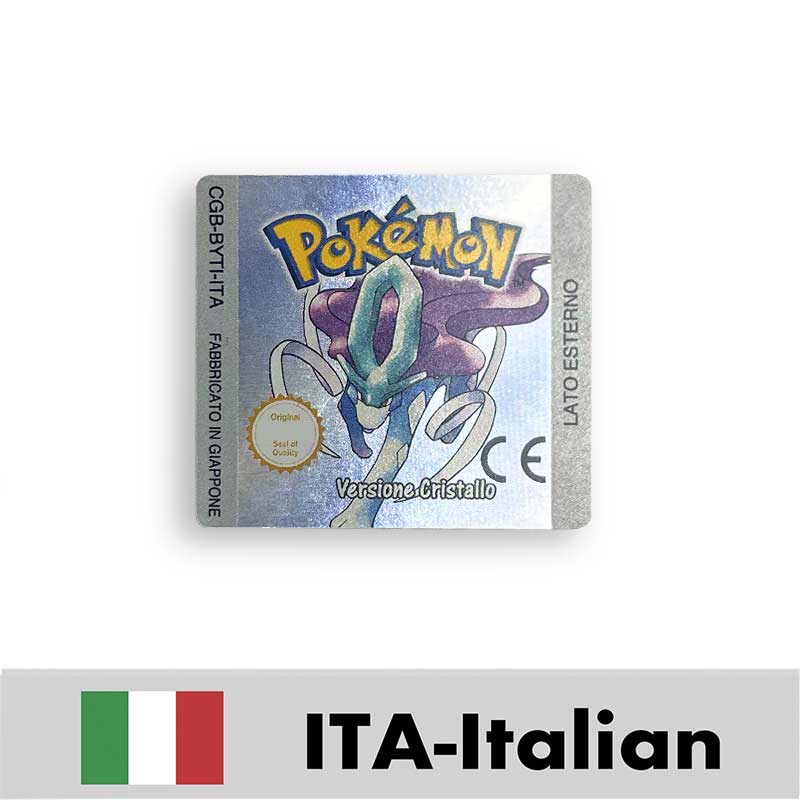 USA FRA NOE ESP ITA EUR Pokemon crystal gold silver red blue yellow Metallic FoilFinish Box Trey Manual label for GBC