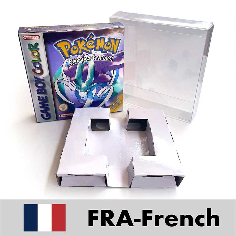 USA FRA NOE ESP ITA EUR Pokemon crystal gold silver red blue yellow Metallic FoilFinish Box Trey Manual label for GBC