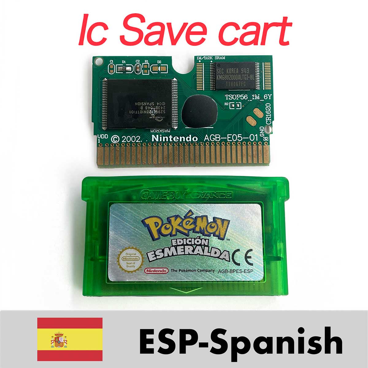 USA ESP NOE FRA EUR ITA IC Save cart Pokemon Emerald,firered,ruby,sapphire,leafgreen Game Cartridge for GBA multiple languages