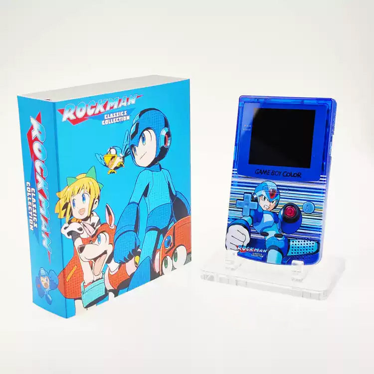 GBC customized GAMEBOY COLOR game console, high brightness handheld console, point-to-point full fit Rockman