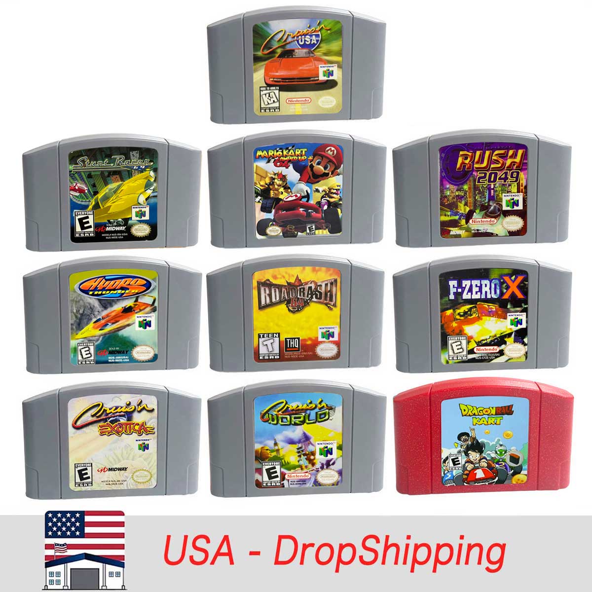 （Shipped From The United States) cruis'n Dragonball-Z-Kart-N64 F-ZEROX USA NTSC Version English Retro Video Game Consoles 64bit Game Cartridge for N64