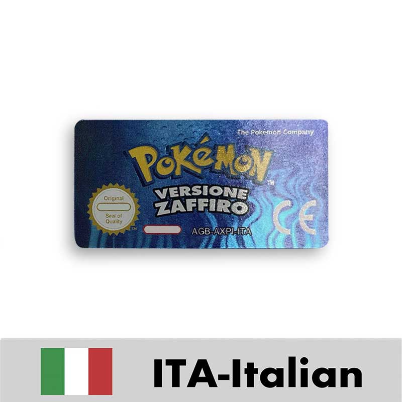 USA FRA NOE ESP ITA EUR Pokemon Emerald Sapphire Leafgreen Ruby Firered Metallic FoilFinish Box Trey Manual label for GBA