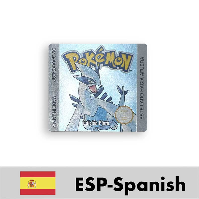 USA FRA NOE ESP ITA EUR Pokemon crystal gold silver red blue yellow Metallic FoilFinish Box Trey Manual label for GBC