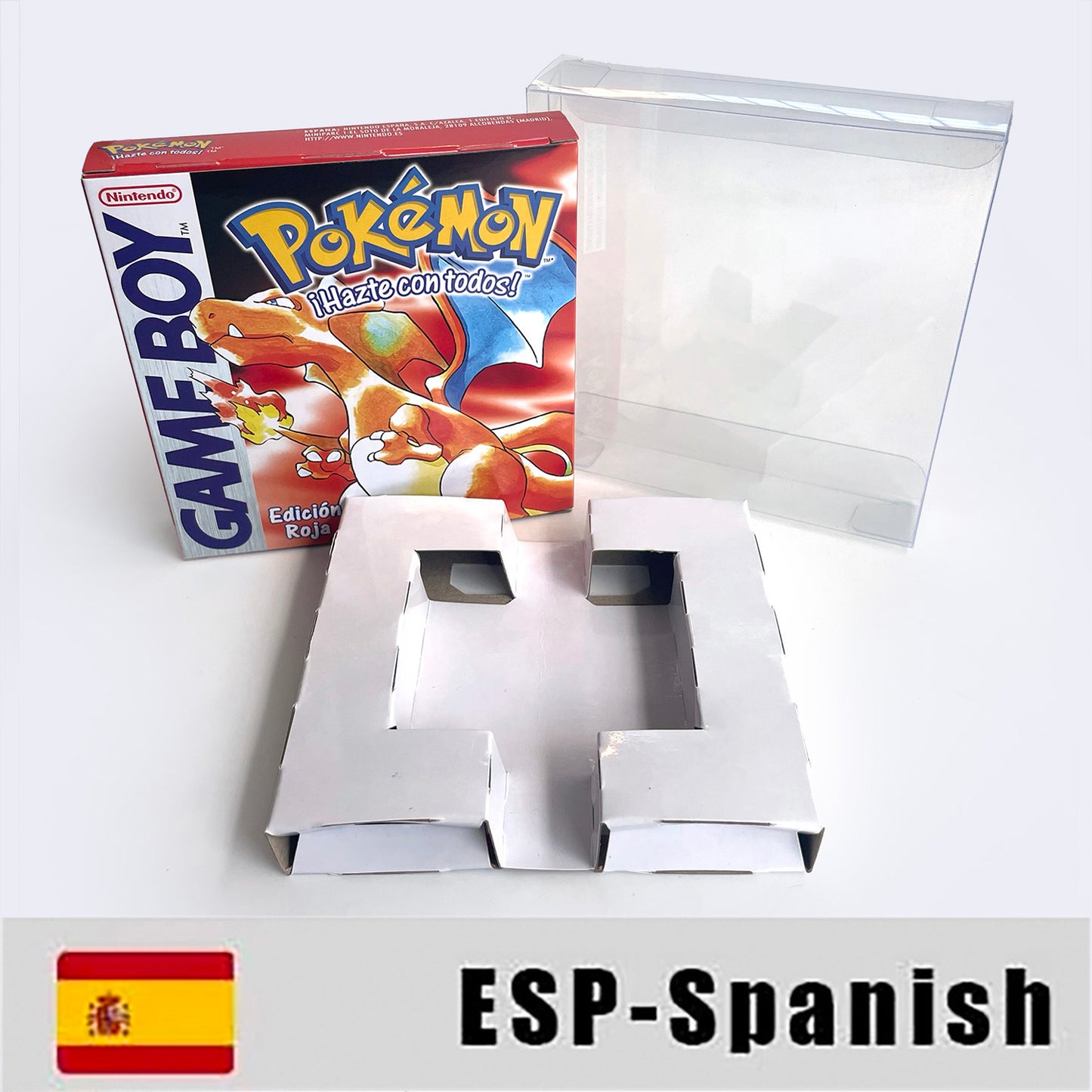 gbc game ESP Spanish pokemon red version Battery save no RTC Flash pokemon rojo cartridge with tray box gbc game boy color