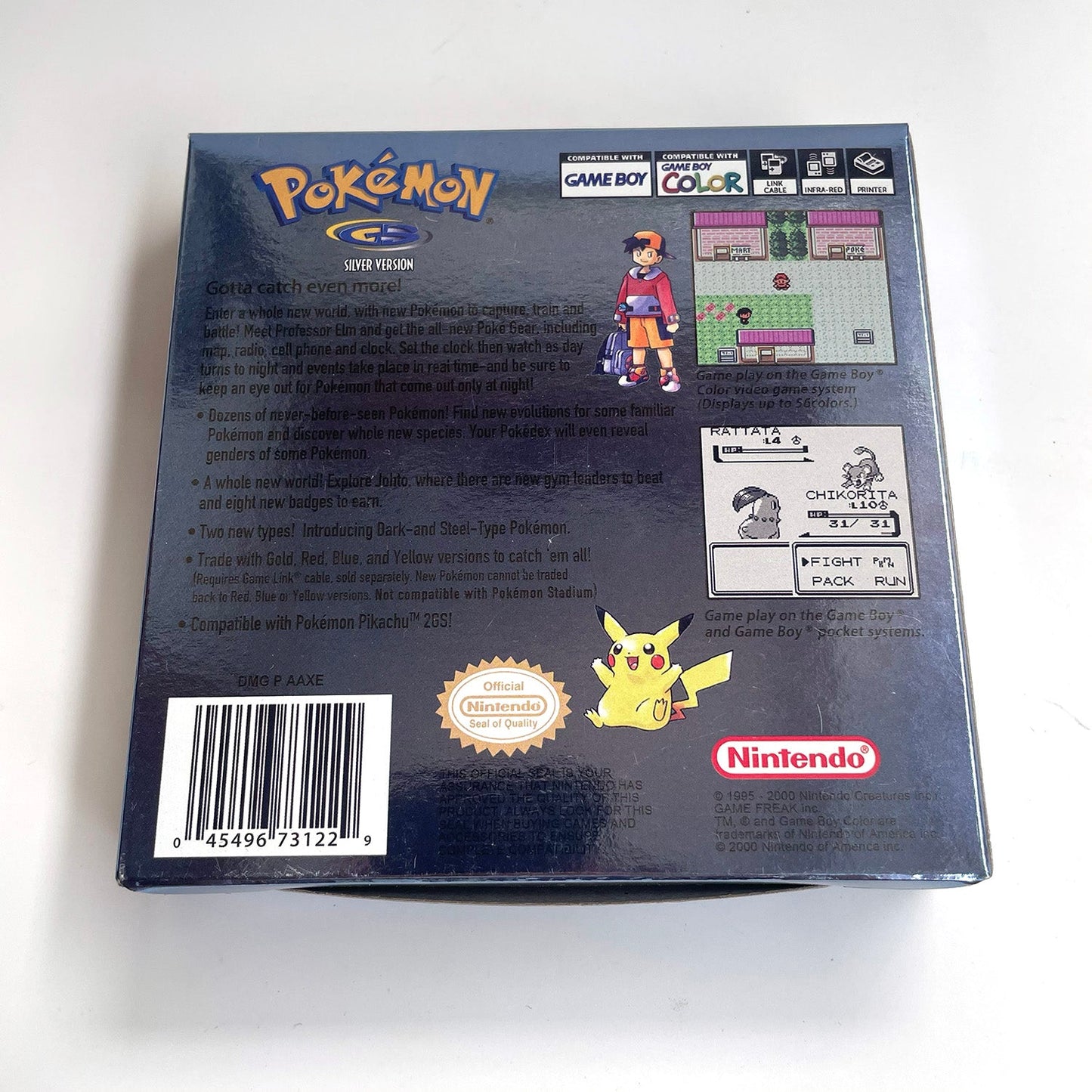 USA english sealed pokemon silver version RTC Flash cart Battery save IC save Manual cartridge with tray box for gbc game boy color