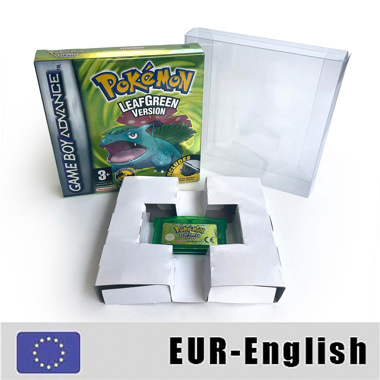 EUR English IC save 1 M flash cart pokemon leafgreen version box with tray Nintendo game cartridge for gba game boy advance
