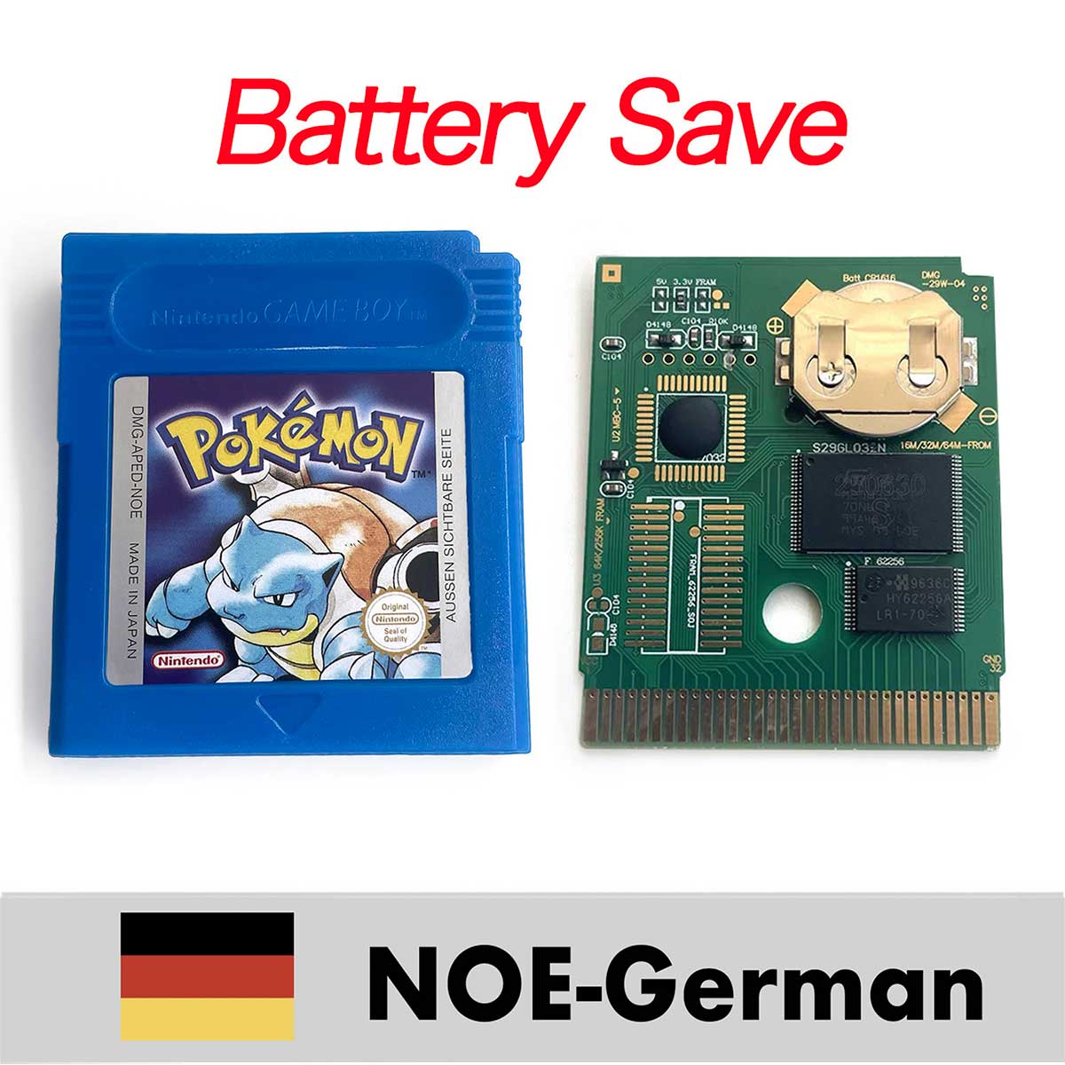 USA ITA NOE FRA ESP EUR version battery save cart pokemon crystal gold silver yellow red blue 16 bit Game Cartridge for GBC