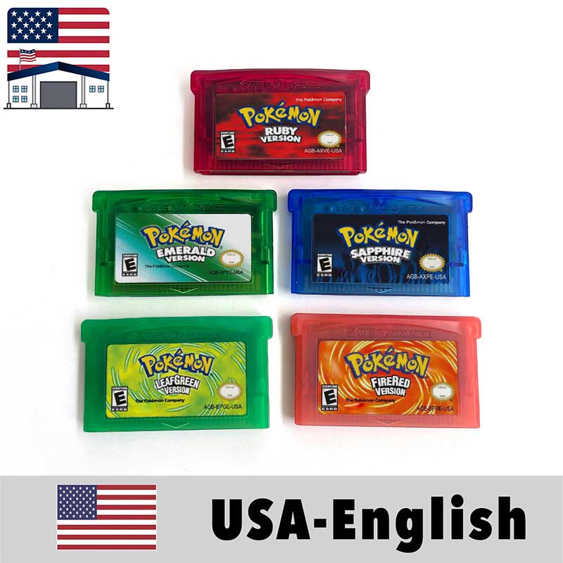（Shipped from the United States) USA English IC Save Pokemon Emerald Leafgreen Ruby Firered Sapphire 5-in-1 Game Cartridge for GBA