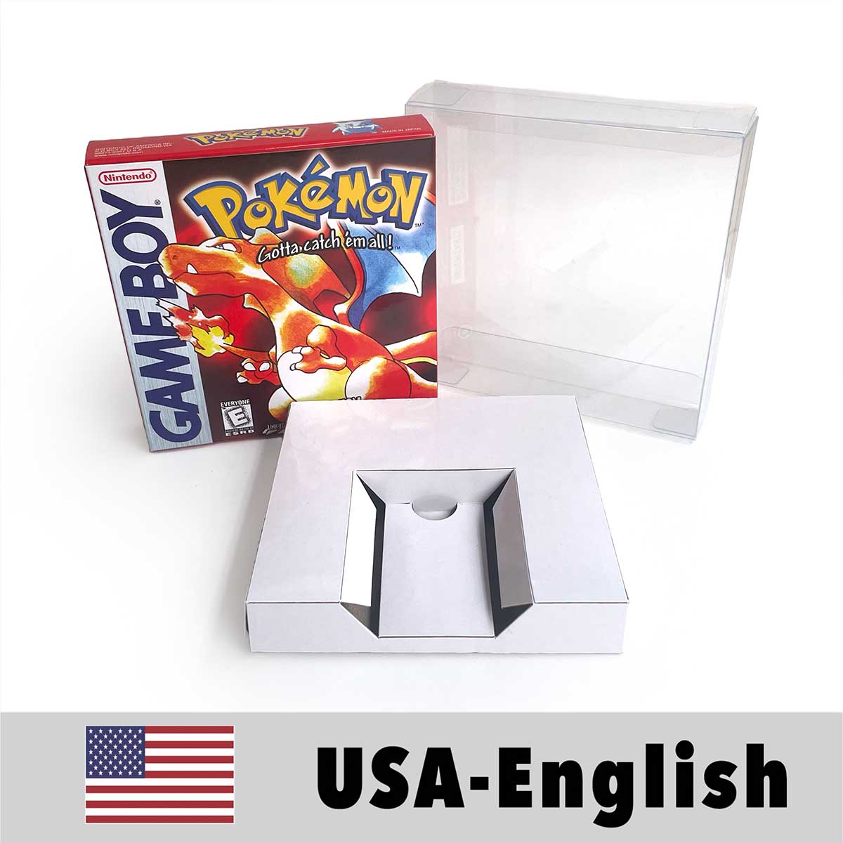 USA FRA NOE ESP ITA EUR Pokemon crystal gold silver red blue yellow Metallic FoilFinish Box Trey Manual label for GBC