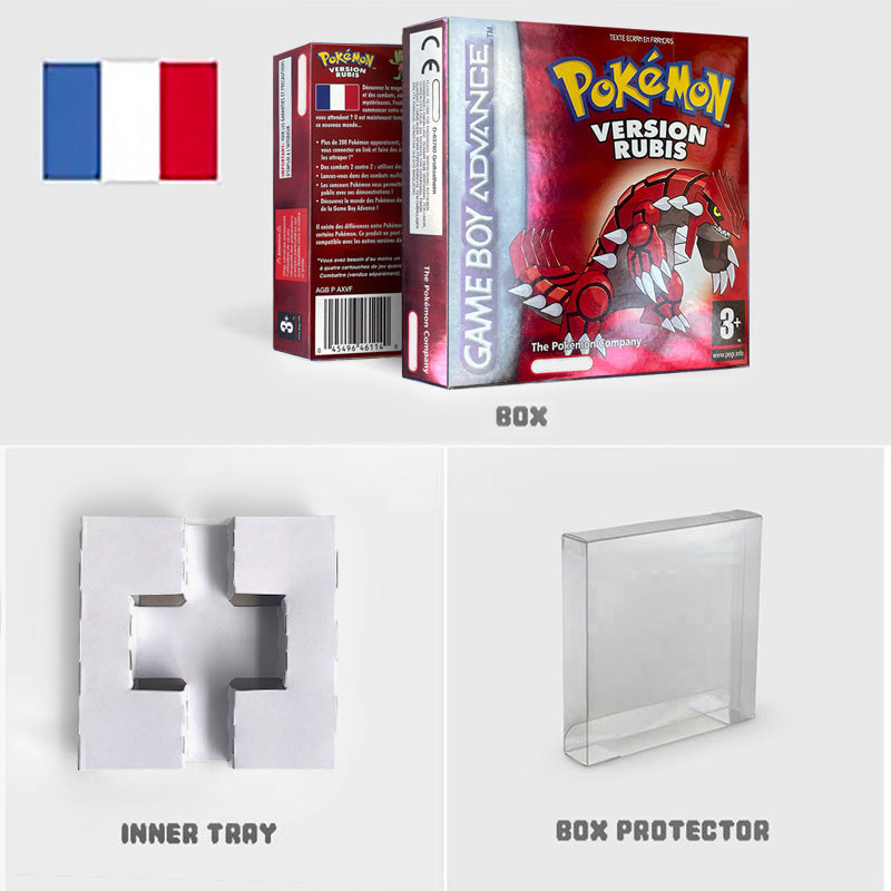 USA NOE FRA EUR ESP ITA Pokemon Emerald Ruby Leafgreen Sapphire Firered Nintendo Metallic Holographic BOX for GBA multiple languages