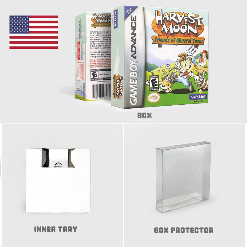 USA Englsih Harvest Moon Friends of Mineral Town Nintendo Cartridge with Tray Box for Gba