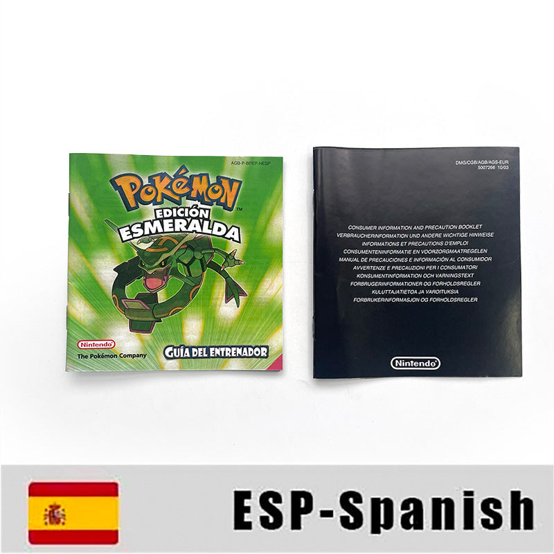 ESP Spanish IC save rtc flash cart Real Time Clock pokemon emerald version sealed manual box with tray Nintendo game cartridge for gba