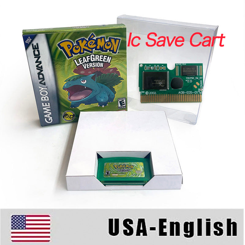 EUR ESP NOE FRA ITA IC save cart Nintendo Pokemon Emerald Ruby Leafgreen Sapphire Firered Metallic Holographic Box game cartridge for GBA