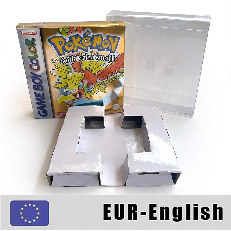GBC game EUR English pokemon gold version RTC Flash cart Nintendo Battery save cartridge with tray box game boy color