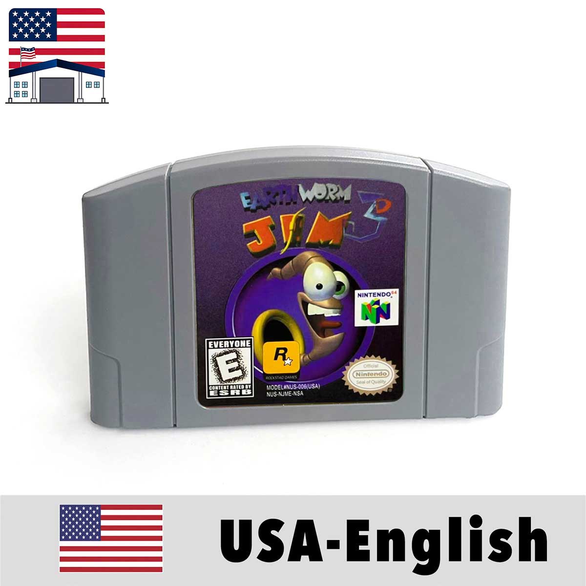 （Shipped From The United States) GolenEye Earthwork Jim 3D Conkers Bad Fur Day Donkey Kong 64 USA NTSC Version English Retro Video Game Consoles 64bit Game Cartridge for N64