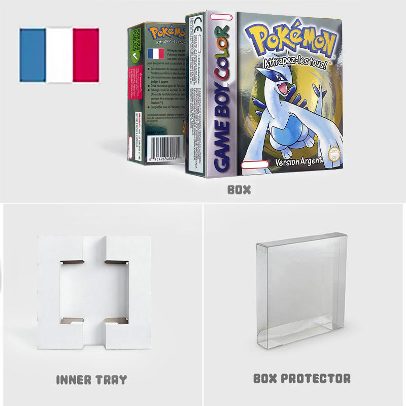 NOE ITA USA EUR ESP yellow green red gold crystal blue silver Pokemon Series Nintendo Metallic Holographic BOX trey for GBC