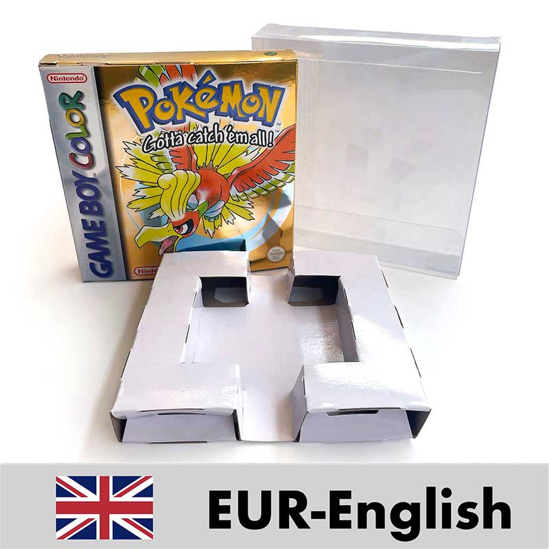 USA FRA NOE ESP ITA EUR Pokemon crystal gold silver red blue yellow Metallic FoilFinish Box Trey Manual label for GBC