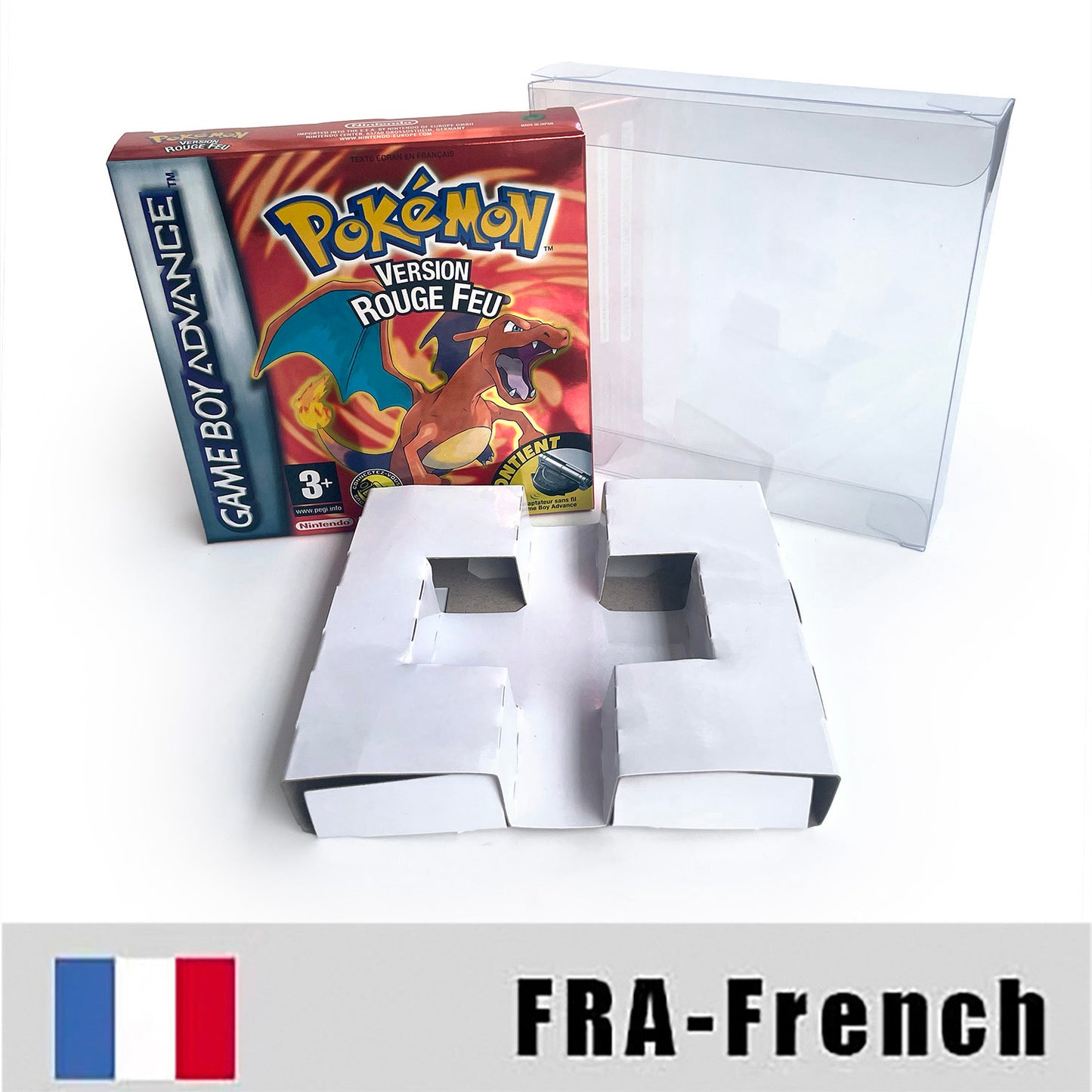 IC save 1 M flash cart pokemon feu rouge version box with tray Nintendo game cartridge for gba game boy advance
