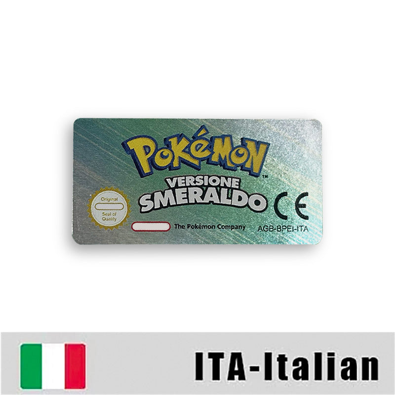 Pokemon Leaf Green Fire Red Ruby Emerald Sapphire Game Cartridge Label Stickers for Gba