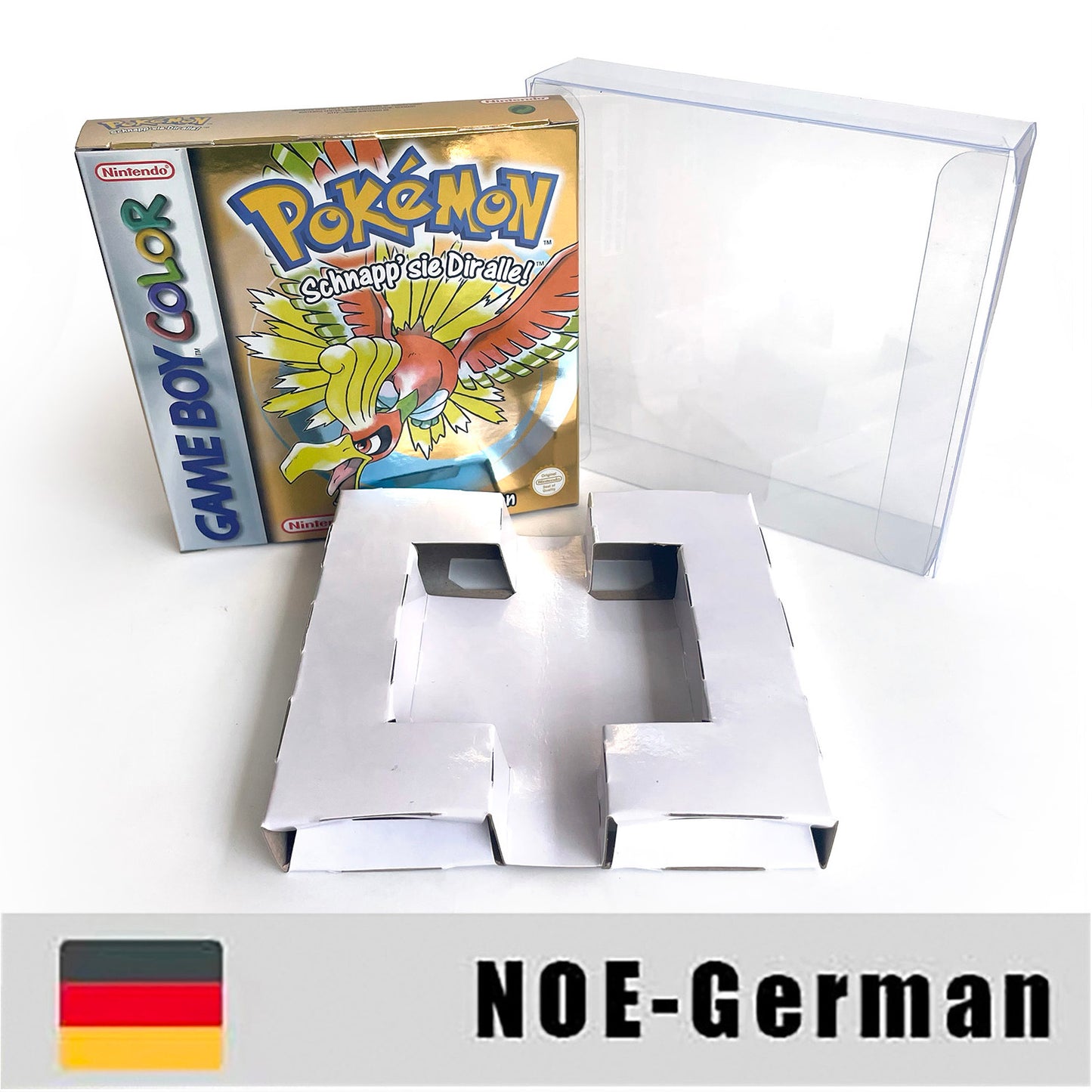 gbc game NOE German pokemon gold version RTC Flash cart Nintendo Battery save cartridge with tray box game boy color